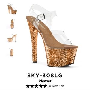 Pleaser Gold Glitter Heels